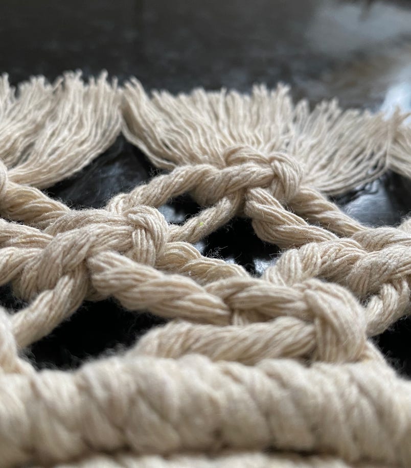 Macrame knot pattern up close